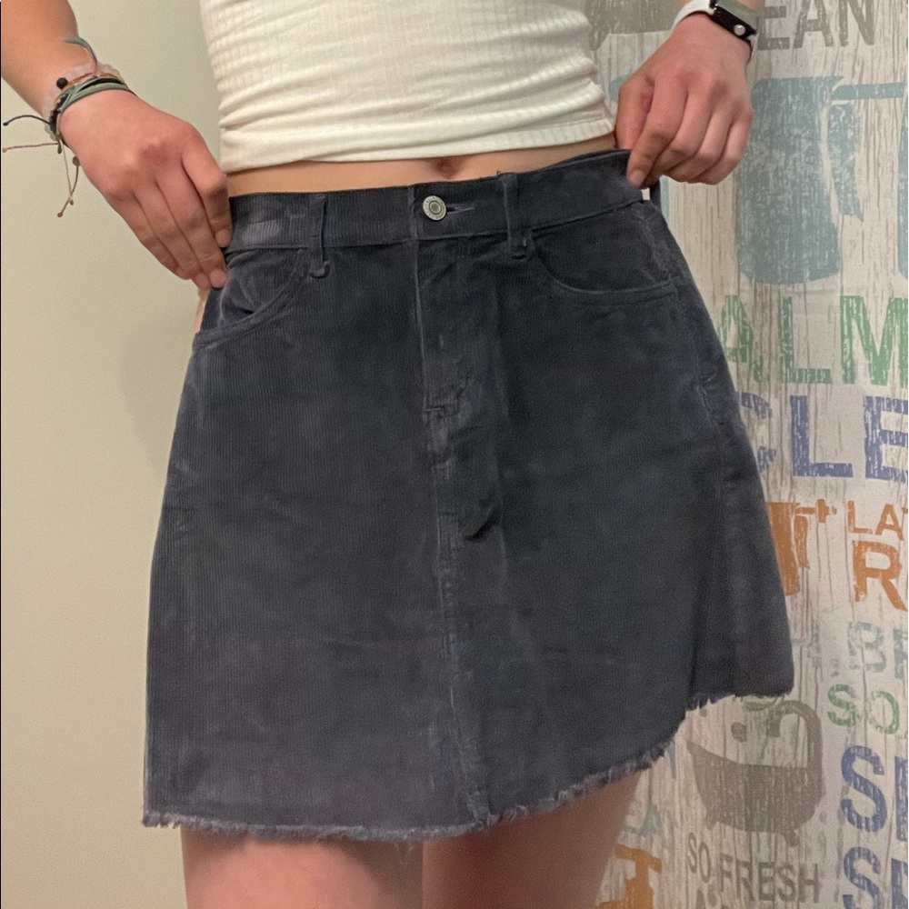 brandy melville gray corduroy skirt